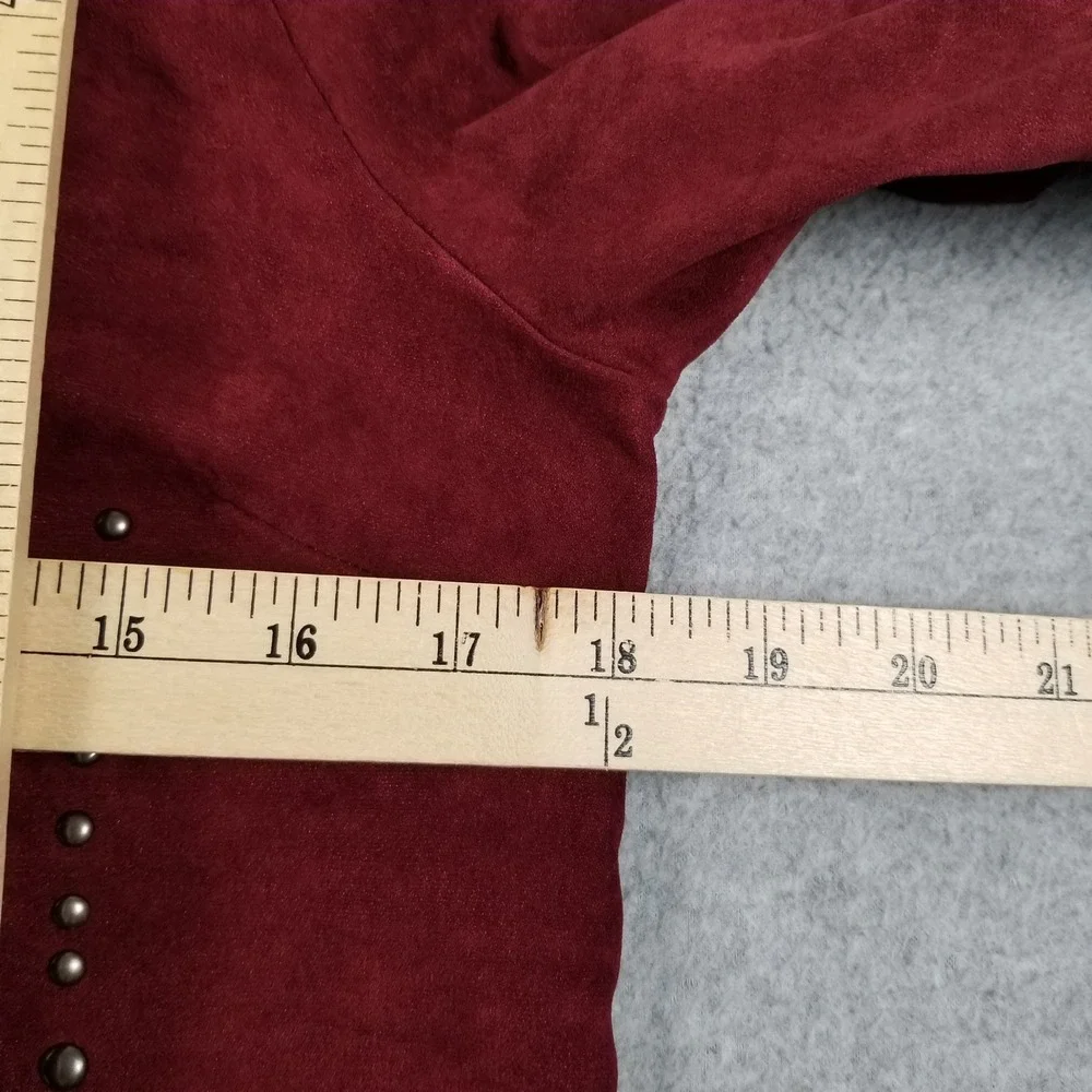 Rockin' C Jacket Women's Large L Red Studded Faux Suede Western Thunderbird Bell